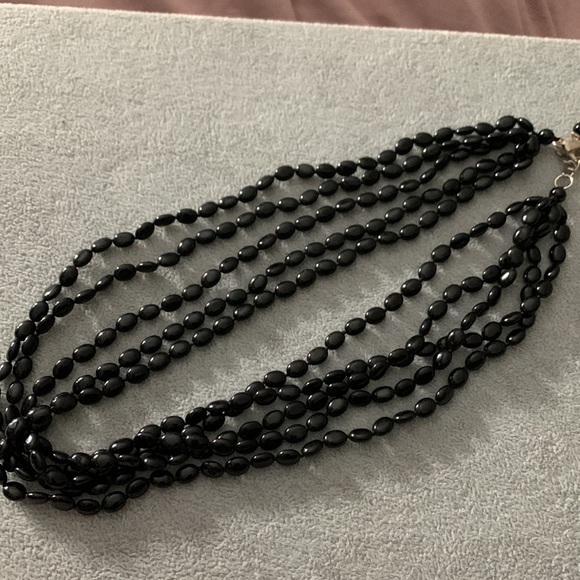 Black bead necklace. Pre-owned. Approx 10” long, with an extender. - Picture 3 of 3